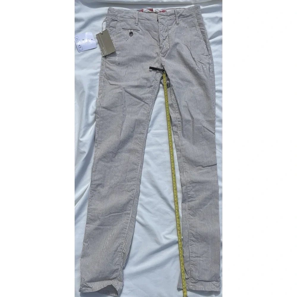 INCOTEX Beige Seersucker Pants Cotton Linen Button Fly Paint Splatter Mens 29